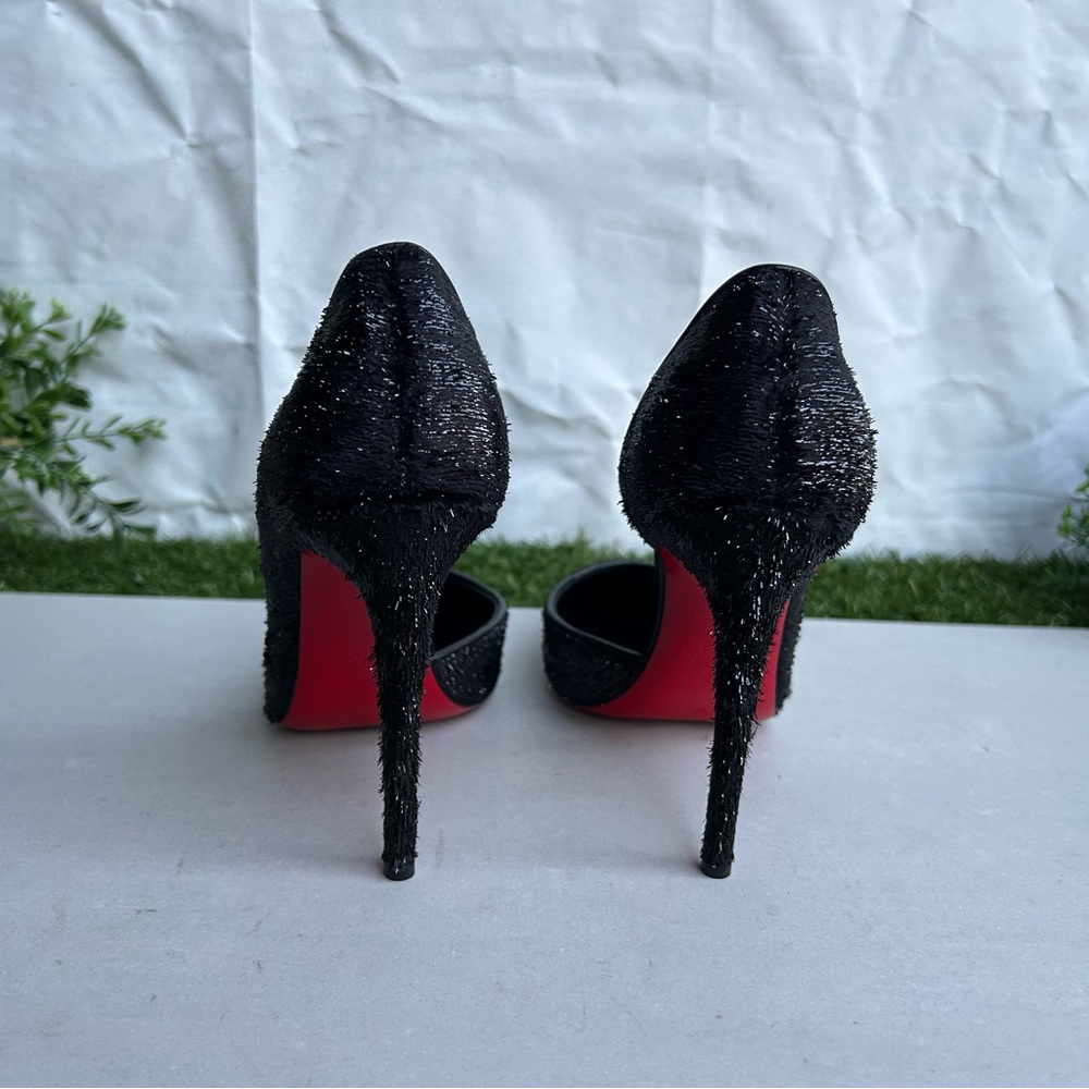 Christian Louboutin Iriza Black Vel Papillon Half d'Orsay Pump size 37 - Picture 8 of 17